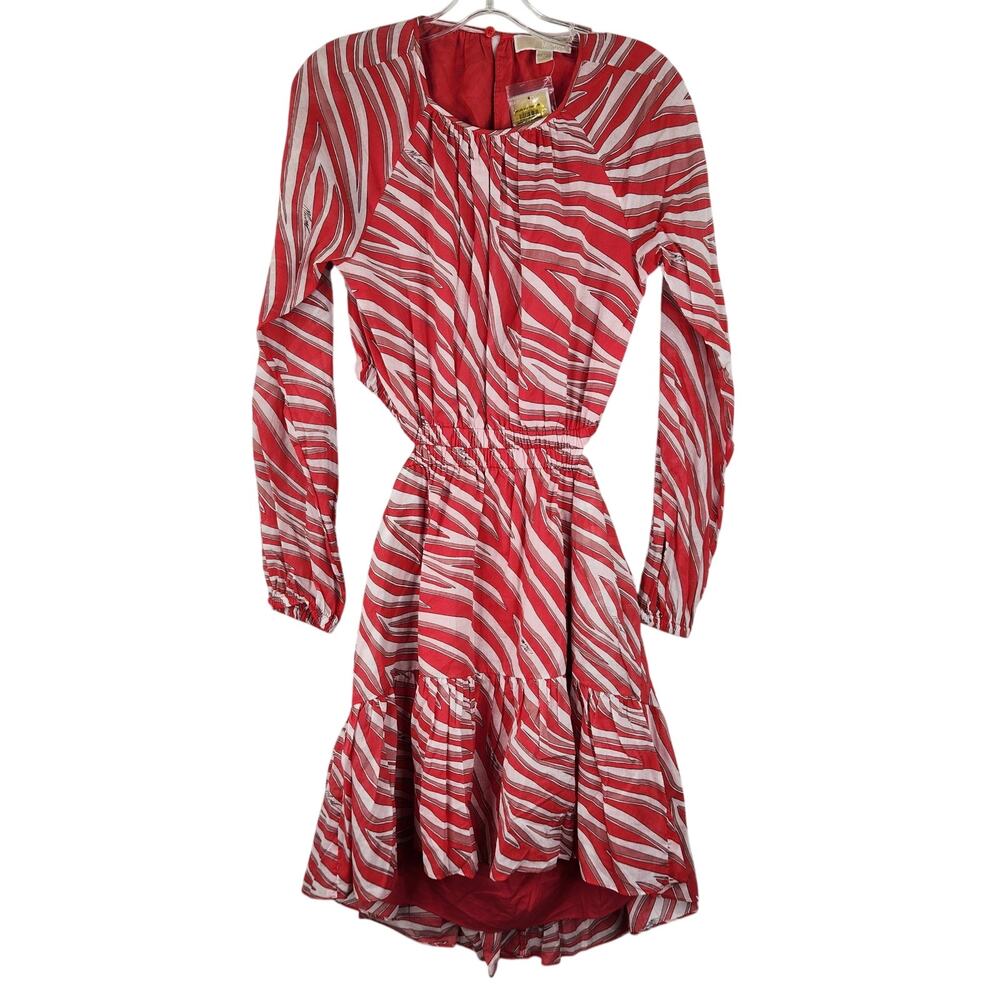 Michael Michael Kors Red Pink Open Back LS Mini Dress Women's Medium